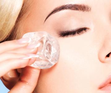 tighten large pores with ice