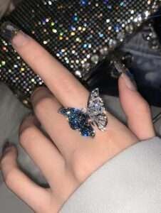 Butterfly & Rhinestone Decor Single Ring