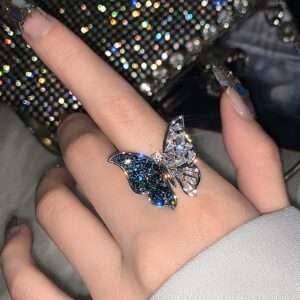 Butterfly & Rhinestone Decor Single Ring