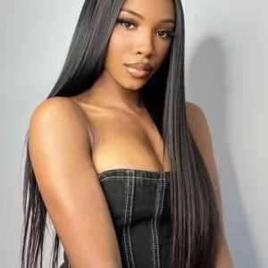 straight glueless human hair wig