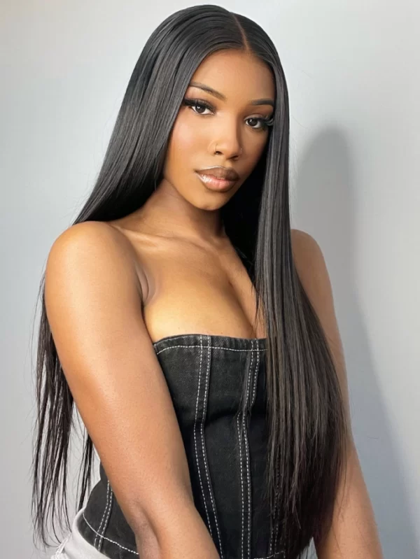 straight glueless human hair wig