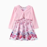 2 pcs Set Solid Cardigan Butterfly Dress for kids