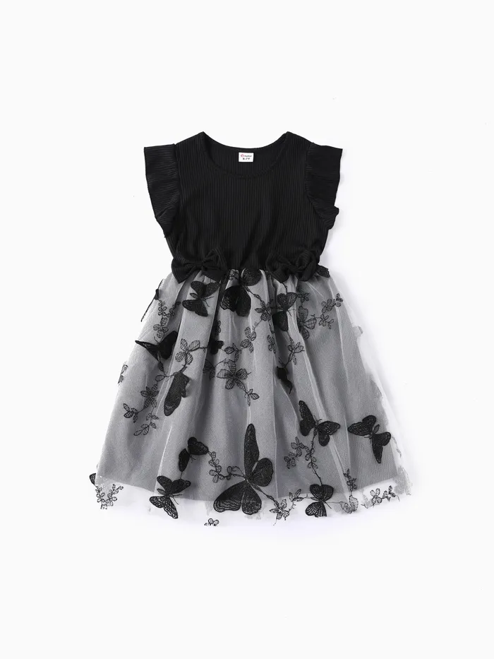 Elegant Butterfly Dress For Kids Black Color