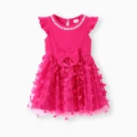 Elegant Pink Butterfly Mesh Dress
