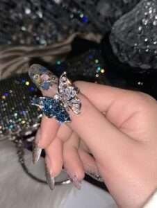 Butterfly & Rhinestone Decor Single Ring